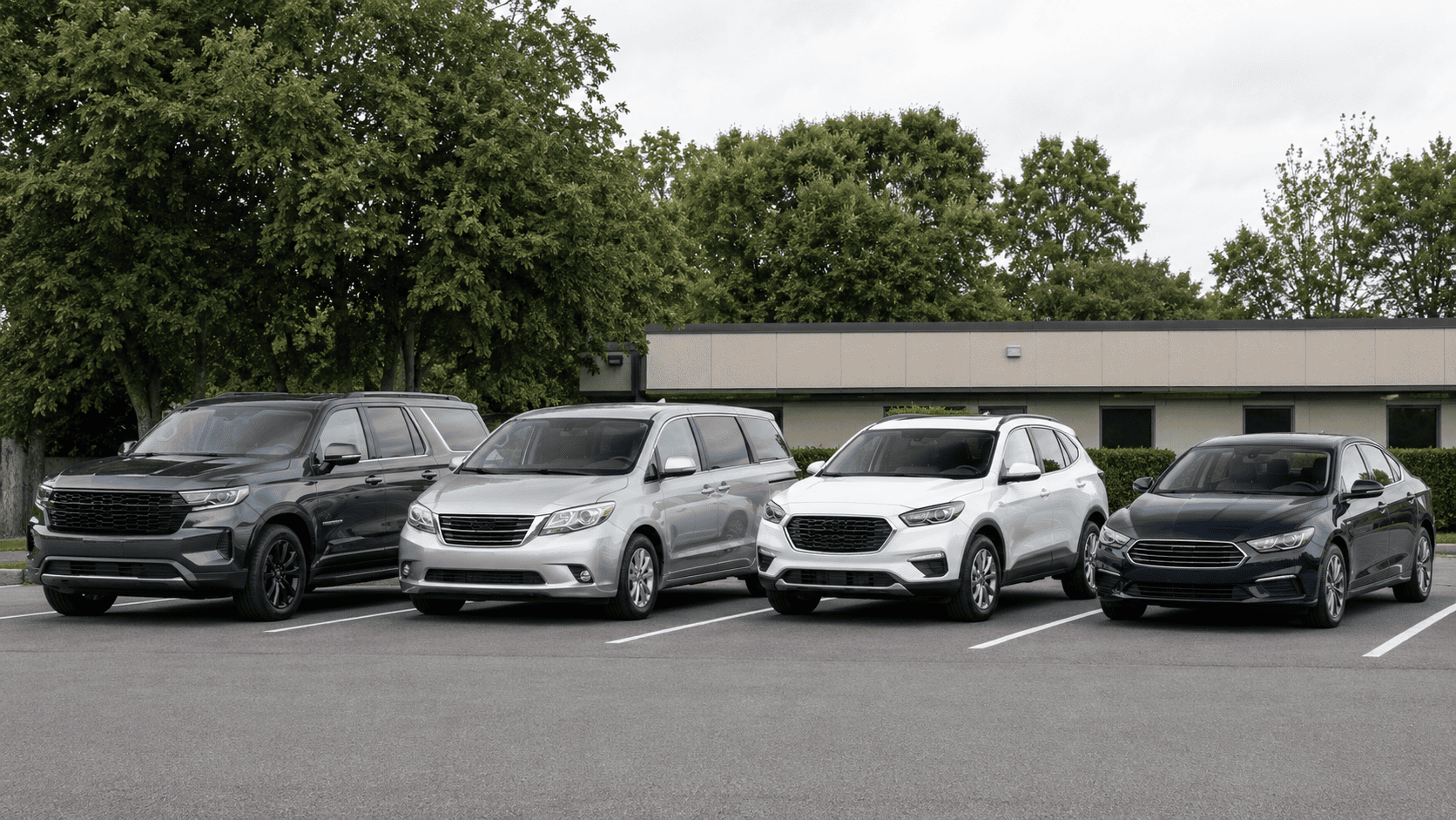 A used three-row SUV, minivan, compact crossover and sedan lined up on the Carz4Us lot in South Hackensack, New Jersey